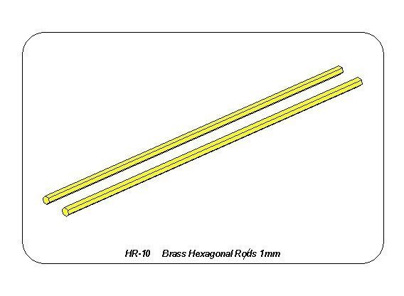 Aber HR-10 Sześciokątne pręty mosiężne 1,0mm długość 245mm x 2 szt. / Brass hexagonal rods 1,0mm length 245mm x2 pcs.