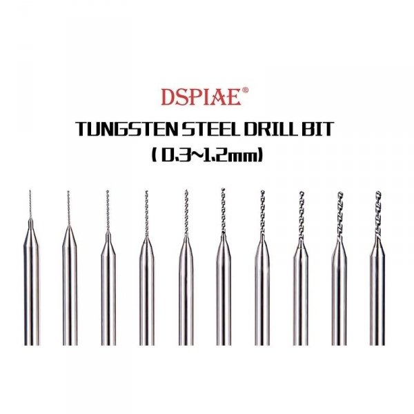 DSPIAE DB-03 0.3~1.2mm Tungsten Steel Drill Bit / Zestaw wierteł ze stali wolframowej