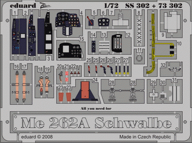 Eduard SS302 Me 262A Schwalbe 1/72 ACADEMY MINICRAFT