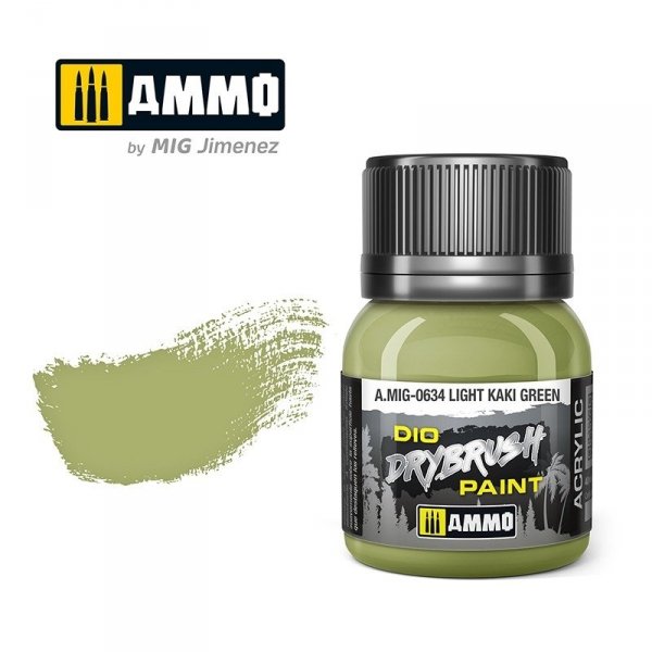 Ammo of Mig 0634 DRYBRUSH Light Khaki Green 40ml