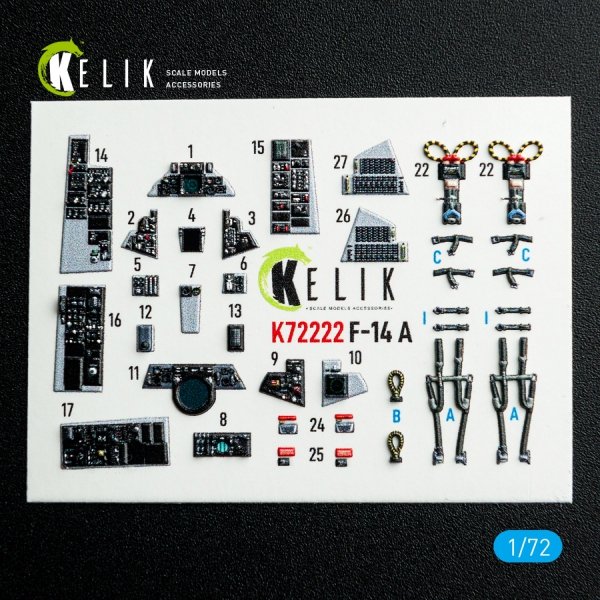 Kelik K72222 F-14A Tomcat - interior 3D decals for Academy kit (1/72)