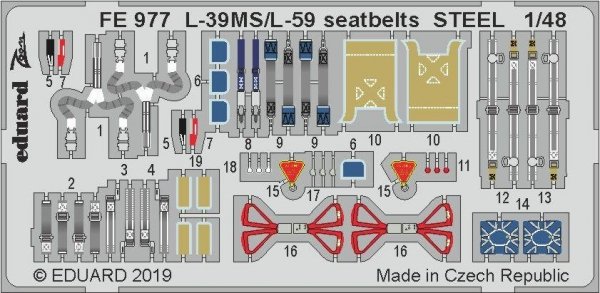 Eduard FE977 L-39MS/ L-59 seatbelts STEEL 1/48 TRUMPETER
