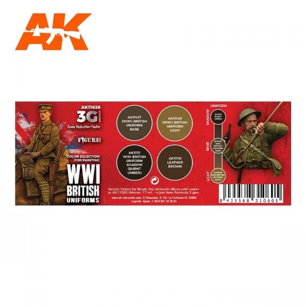 AK Interactive AK11638 WWI BRITISH UNIFORM COLORS