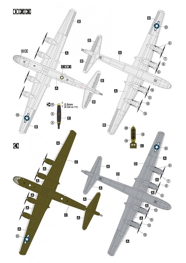 Hobby 2000 72070 B-29 Superfortress ( ACADEMY + CARTOGRAF + MASKI ) 1/72