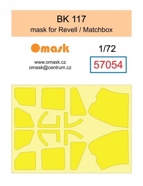Omask 57054 BK 117 mask (for Revell/Matchbox) clear parts yellow masking tape 1/72