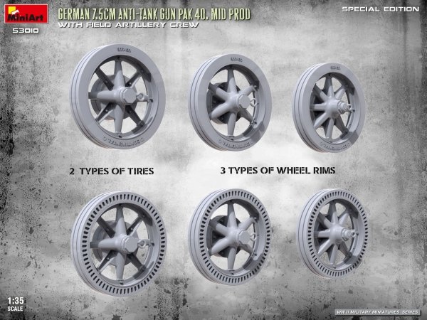 MiniArt 53010 GERMAN 7.5CM ANTI-TANK GUN PAK 40. MID PROD W/ARTILLERY CREW. SPECIAL EDITION 1/35