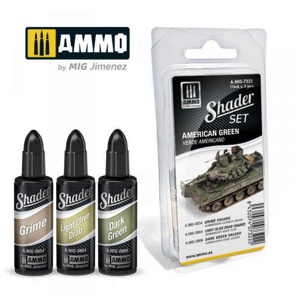 Ammo of Mig 7322 SHADER Set American Green 3x10ml