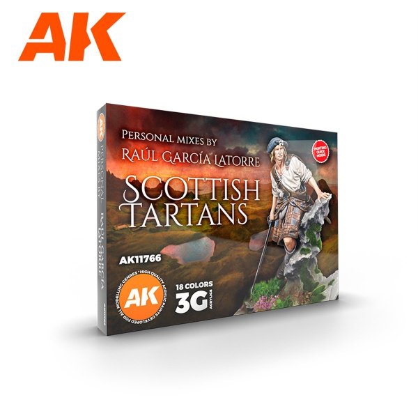 AK Interactive AK11766 SIGNATURE SET – RAÚL GARCÍA LATORRE – SCOTTISH TARTANS PAINT SET 18x17 ml