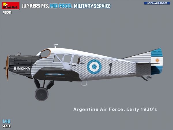MiniArt 48011 JUNKERS F13. MID PROD. MILITARY SERVICE 1/48