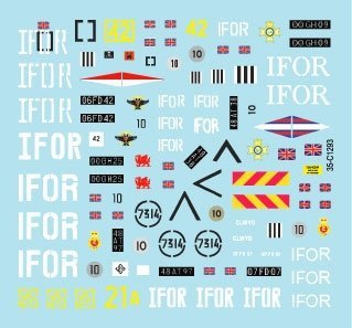 Star Decals 35-C1293 British Scimitar CVR(T) in Bosnia. IFOR markings. FV107 Scimitar, FV103 Spartan and FV105 Sultan 1/35