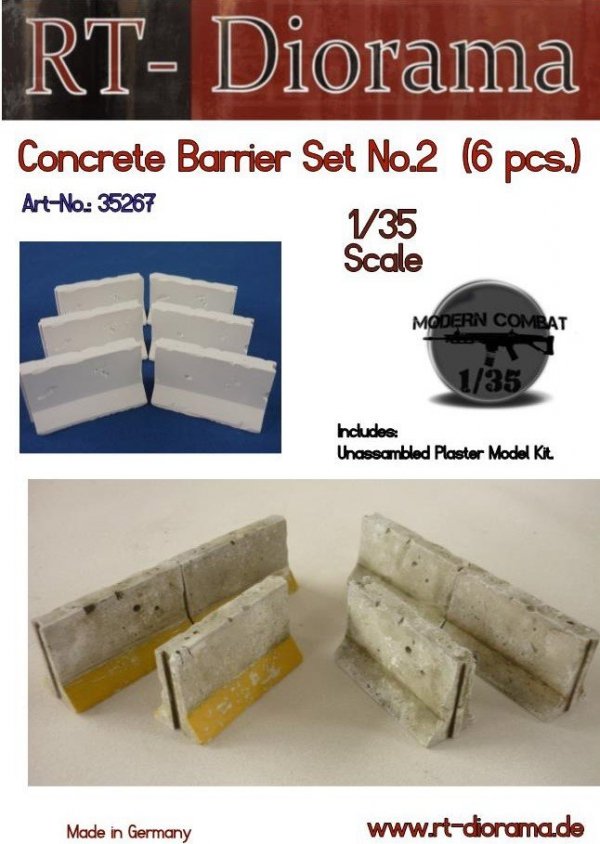 RT-Diorama 35267 Concrete barrier Set No.2 (6 pcs) 1/35