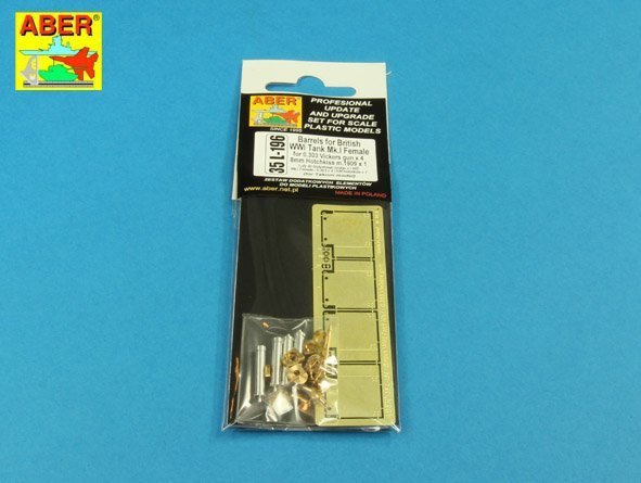 Aber 35L-196 Barrels for British WWI Tank Mk.I Female or 0.303 Vickers gun x 4 8mm Hotchkiss m.1909 x 1 (1:35)
