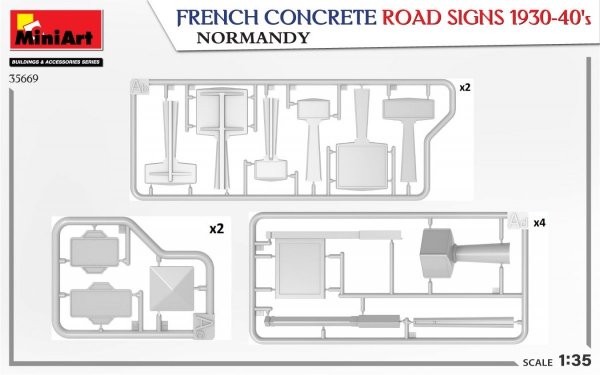 MiniArt 35669 FRENCH CONCRETE ROAD SIGNS 1930-40’S. NORMANDY 1/35