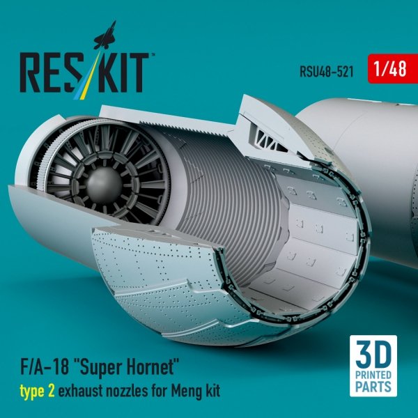RESKIT RSU48-0521 F/A-18 "Super Hornet" type 2 exhaust nozzles for Meng kit (3D Printed) 1/48