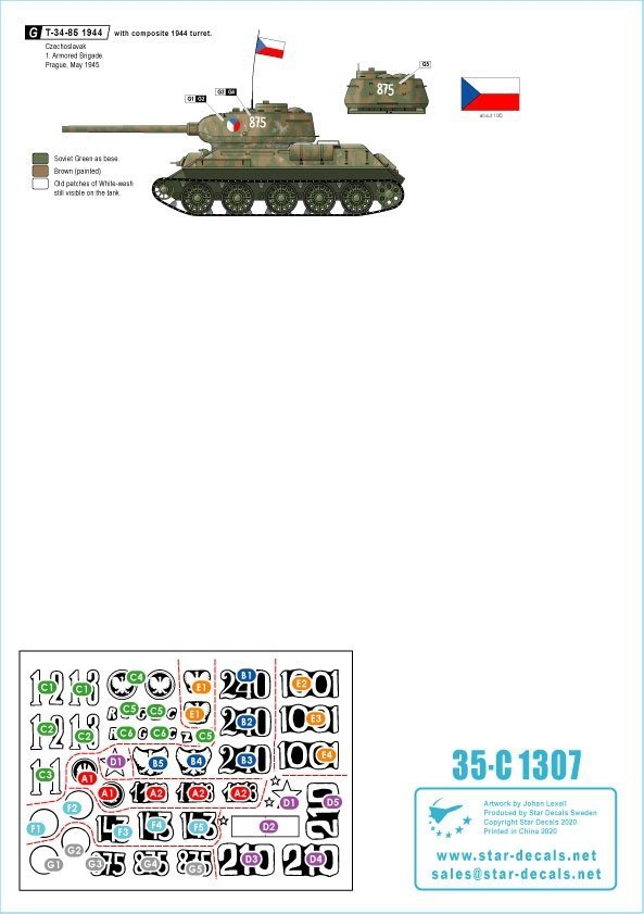 Star Decals 35-C1307 T-34-85 Medium Tank 1/35