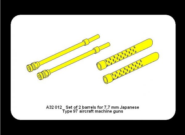 Aber A32012 Set of 2 barrels for Japanese 7,7 mm Type 97 aircraft machine guns (1:32)