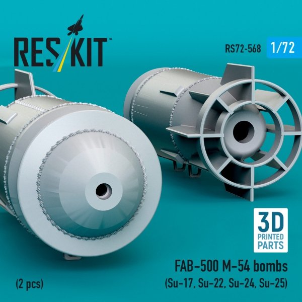 RESKIT RS72-0568 FAB-500 M-54 bombs (2 pcs) (Su-17, Su-22, Su-24, Su-25) (3D Printed) (1/72)