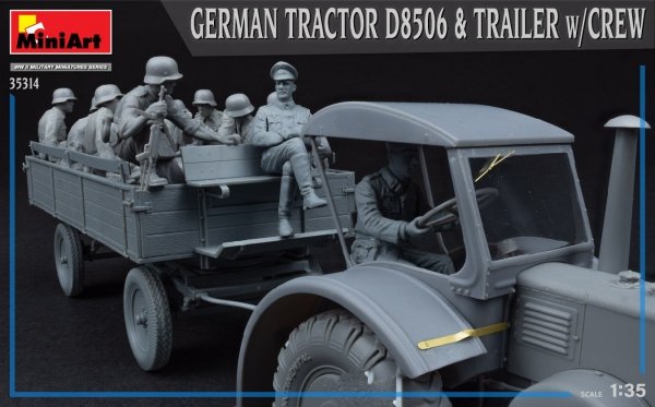 MiniArt 35314 GERMAN TRACTOR D8506 &amp; TRAILER w/CREW 1/35