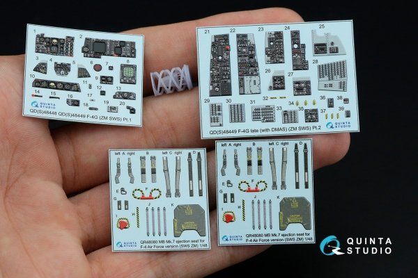 Quinta Studio QD+48449 F-4G late 3D-Printed &amp; coloured Interior on decal paper (Zoukei Mura SWS) (with 3D-printed resin parts) 1/48