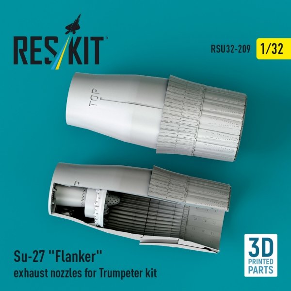 RESKIT RSU32-0209 Su-27 "Flanker" exhaust nozzles for Trumpeter kit (3D Printed) 1/32