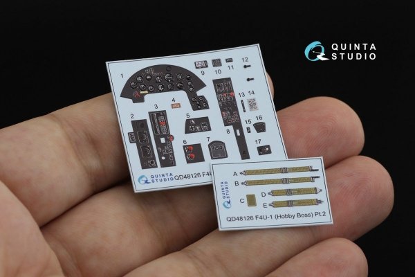 Quinta Studio QD48126 F4U-1 Corsair (Birdcage) 3D-Printed &amp; coloured Interior on decal paper (Hobby Boss) 1/48