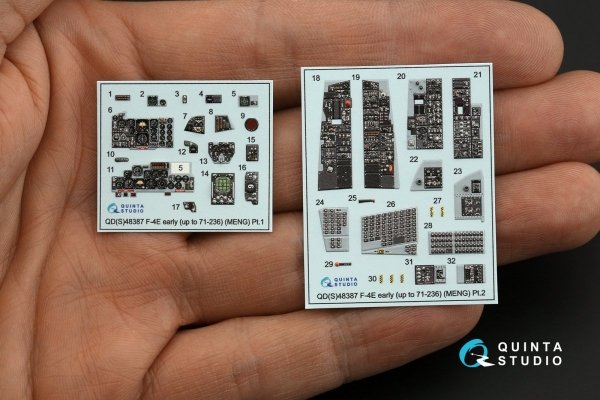 Quinta Studio QDS-48387 F-4E early with slatted wing 3D-Printed &amp; coloured Interior on decal paper (Meng) (Small version) 1/48