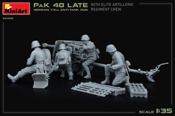 MiniArt 35409 GERMAN 7.5CM ANTI-TANK GUN PaK 40 Late w/ELITE ARTILLERIE REGIMENT CREW 1/35