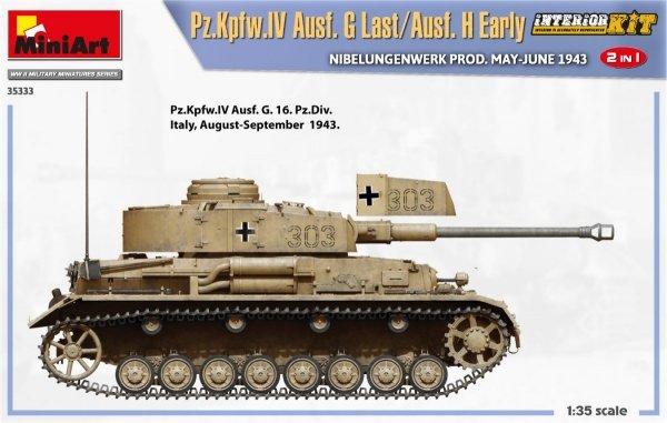 MiniArt 35333 Pz.Kpfw.IV Ausf. G Last/Ausf. H Early. NIBELUNGENWERK PROD. MAY-JUNE 1943. 2 IN 1 INTERIOR KIT 1/35