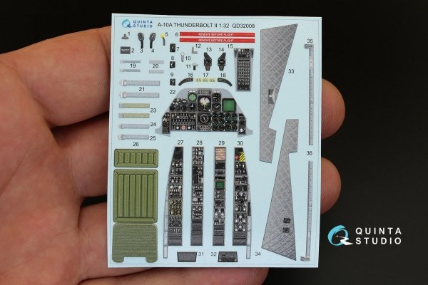 Quinta Studio QD32008 A-10A 3D-Printed &amp; coloured Interior on decal paper (for Trumpeter kit) 1/32