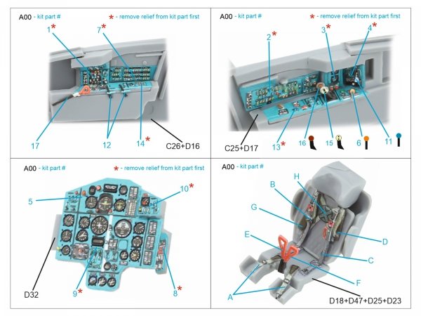 Quinta Studio QD72208 MiG-25RB/MiG-25RBT 3D-Printed &amp; coloured Interior on decal paper (ICM) 1/72