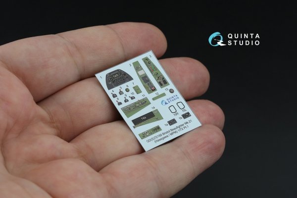 Quinta Studio QDS-72199 Bristol Beaufighter Mk.21 3D-Printed &amp; coloured Interior on decal paper (Hasegawa/MPM) (small version) 1/72