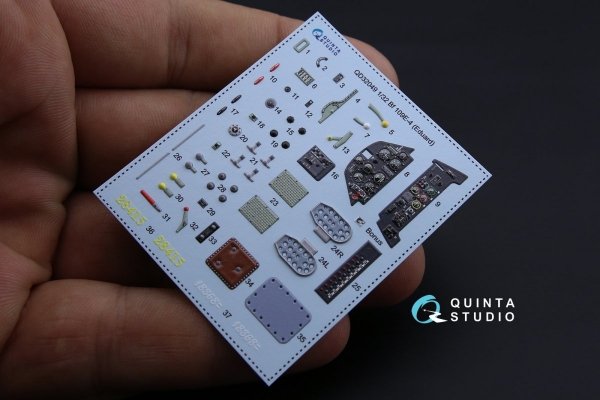 Quinta Studio QD32049 Bf 109E-4 3D-Printed &amp; coloured Interior on decal paper (for Eduard kit) 1/32