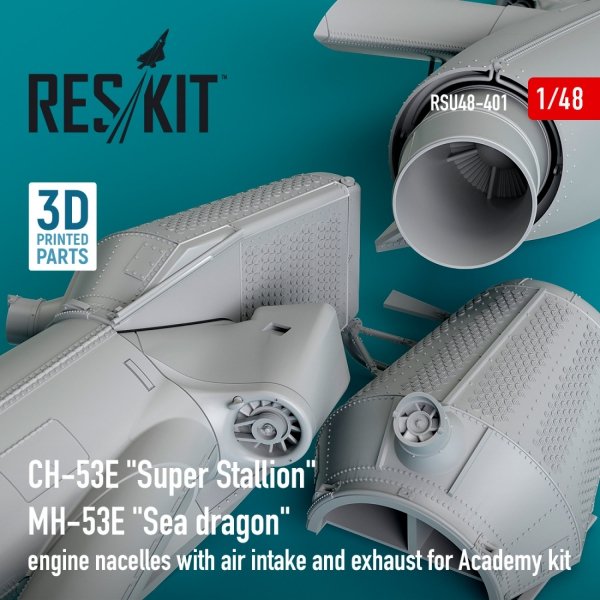 RESKIT RSU48-0401 CH-53E &quot;Super Stallion&quot;, MH-53E &quot;Sea dragon&quot; engine nacelles with air intake and exhaust for Academy kit (3D printed) 1/48