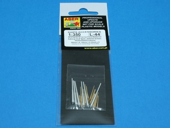 Aber 350L-44 Set of barrels 280mm x 6; 150mm x 8; 105mm x 6 for Admiral Graf Spee class battleships (1:350)