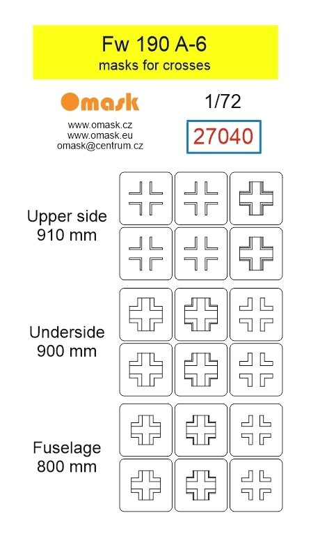 Omask 27040 Fw 190 A-6 masks for crosses 1/72