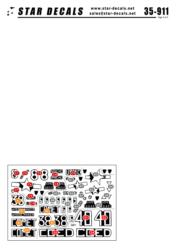 Star Decals 35-911 Iwo Jima Sherman Gun and Flame tanks 1/35