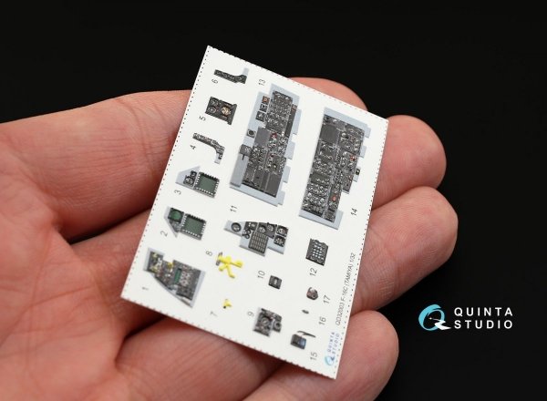 Quinta Studio QD32003 F-16C 3D-Printed &amp; coloured Interior on decal paper (for Tamiya kit) 1/32