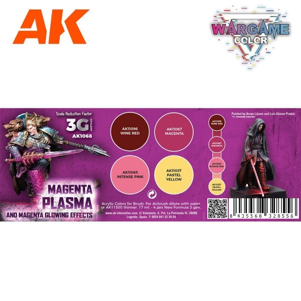 AK Interactive AK1068 WARGAME COLOR SET. MAGENTA PLASMA AND GLOWING EFFECTS. 4x17 ml