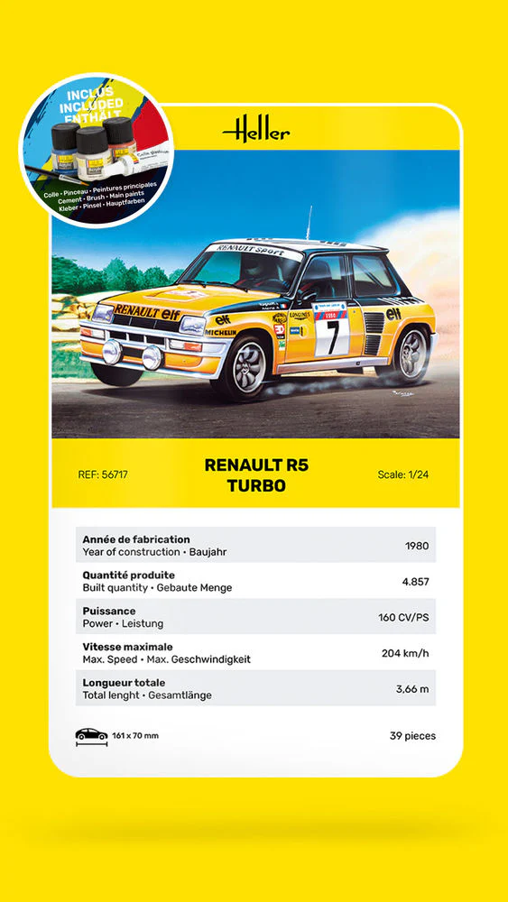 Heller 56717 STARTER KIT Renault R5 Turbo 1/24