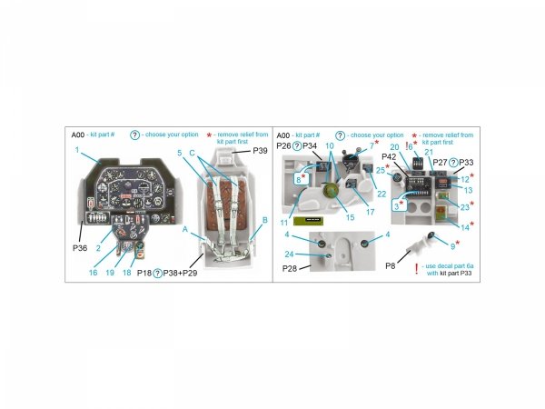 Quinta Studio QD48500 P-51B late/P-51C Late 3D-Printed coloured Interior on decal paper (Eduard) 1/48