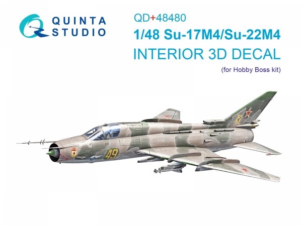 Quinta Studio QD+48480 Su-17M4/Su-22M4 3D-Printed &amp; coloured Interior on decal paper (Hobby Boss) (with 3D-printed resin parts) 1/48