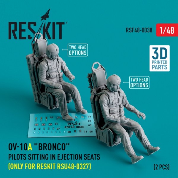 RESKIT RSF48-0038 OV-10A Bronco pilots sitting in ejection seats (only for RESKIT RSU48-0327) (2 pcs) (3D Printed) 1/48