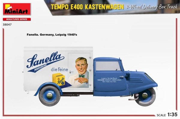 MiniArt 38047 TEMPO E400 KASTENWAGEN 3-WHEEL DELIVERY BOX TRACK 1/35