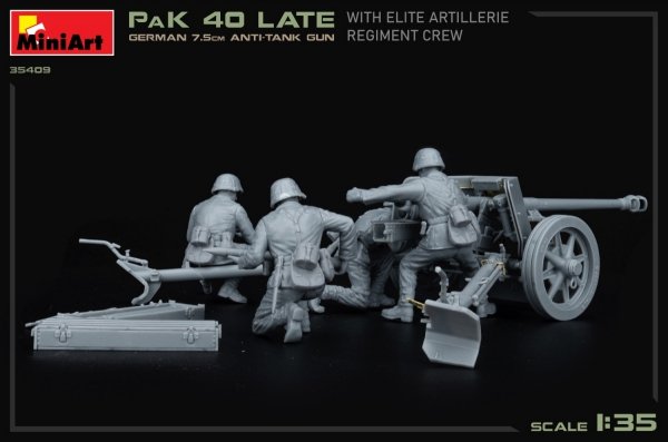 MiniArt 35409 GERMAN 7.5CM ANTI-TANK GUN PaK 40 Late w/ELITE ARTILLERIE REGIMENT CREW 1/35