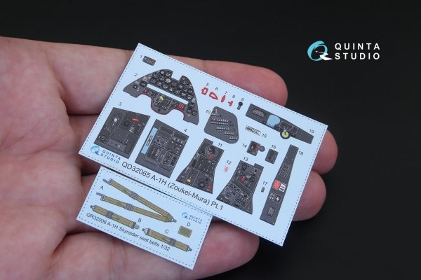 Quinta Studio QD32065 A-1H Skyraider 3D-Printed &amp; coloured Interior on decal paper (for ZM SWS kit) 1/32