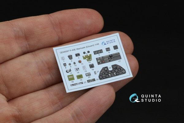 Quinta Studio QD48587 P-40E Warhawk 3D-Printed &amp; coloured Interior on decal paper (Eduard) 1/48