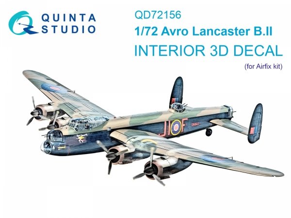 Quinta Studio QD72156 Avro Lancaster B.II 3D-Printed coloured Interior on decal paper (Airfix) 1/72