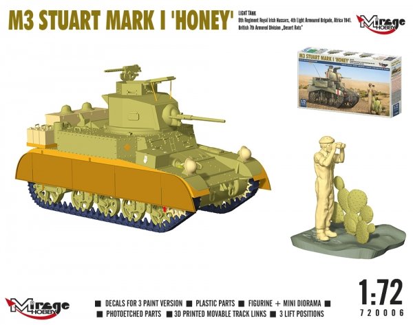 Mirage Hobby 720006 M3 Stuart Mk.I Honey Light Tank 1/72