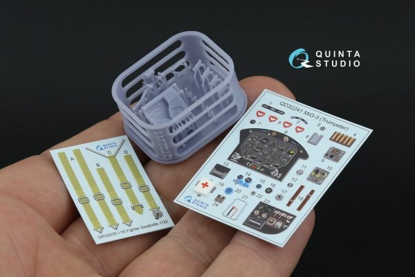 Quinta Studio QD+32241 MiG-3 3D-Printed &amp; coloured Interior on decal paper (Trumpeter) (with 3D-printed resin parts) 1/32