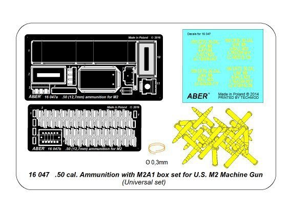 Aber 16047 50 cal. Ammunition with M2A1 box set for U.S. M2 Machine Gun 1/16